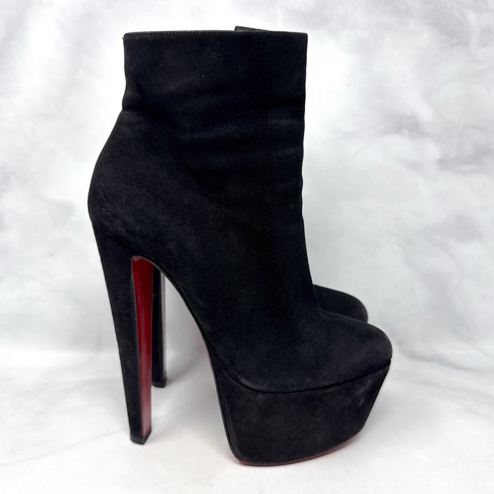 Christian Louboutin Fierce 160 Suede Sky High Platform Ankle Boots Black 36.5